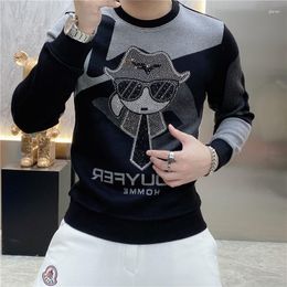 Men's T Shirts Autumn Winter Long Sleeve T-Shirt Band Drill Hoodie Youth Shirt O-Neck Loose Tops Male Clothes