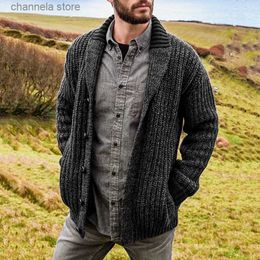 Men's Sweaters Men's Winter Cardigan Sweater Solid Shawl Collar Cardigan Sweater Button Down Cable Knitted Sweater Casual Coat Male's Clothing T231010