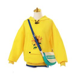 Anime Wonder Egg Priority Ohto Ai Cosplay Costumes Hoodie Yellow Suower Pullover Sweatshirt Shorts Wig Hairpin Suitcosplay