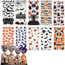 Other Event Party Supplies 50Pcs Halloween Cellophane Treat Bags Pumpkin Witch Patterned Storage Bags Goodie Bag with Twist Ties for Halloween Party Favor Q231010
