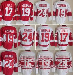 Retro Hockey Vintage 24 Chris Chelios Jersey CCM Classic 19 Steve Yzerman 16 Vladimir Konstantinov 17 Brett Hull 91 Sergei Fedorov 93 Johan Franzen Retire 75th Year