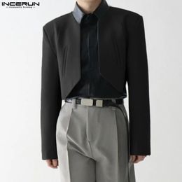 Men s Jackets INCERUN Men Blazer Solid Colour Open Stitch Long Sleeve Streetwear Casual Irregular Suits 2023 Fashion Thin Crop Coats S 5XL 231009