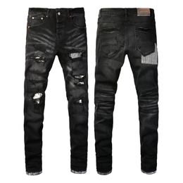 Purple Brand Purple Jeans High Street Mens Jeans Black Distressed Denim Pants Patch Holes Pants