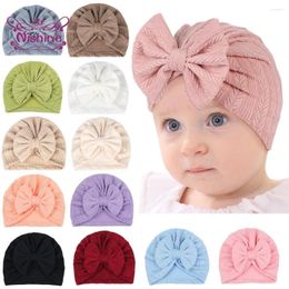 Berets 1PCS Baby Girls Hat With Disc Flower Infant Toddlers Beanies Caps Hats Children Knotted Turbans Headband Warm Cap