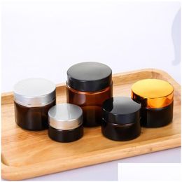 Packing Bottles Wholesale 5G 10G 15G 20G 30G 50G Amber Glass Jar Empty Refillable Bottle Cosmetic Makeup Storage Container With Gold S Dha9X