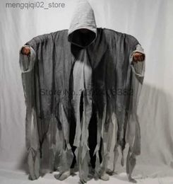 Theme Costume New Halloween Ghost Dementors Cosplay Come Men Women Gothic Zombie Tattered Hooded Capes Purim Day Of The Dead Party Cloaks Q231010