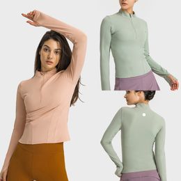 LU-913 Women Casual Half-zip Yoga Outfit Stand Collar Fitness Jacket Ladies Slimming Blazer Jacket