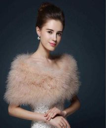 Wedding fur cape Luxurious ostrich feathers camel Fur Boleros wedding bride White ivory shrug bridal party shawls bolero X07226409282