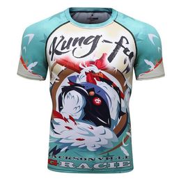 Men's T-Shirts Guangzhou High Quality Digital Printed MMA Tshirt Round-Neck Gym Rash Guard286t