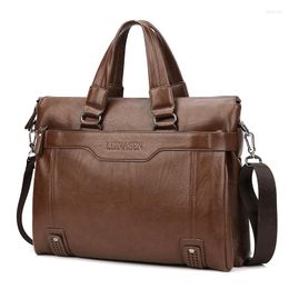 Briefcases 2023 Men Briefcase Fashion Men's Bag PU Leather Bags Business Brand Male Handbags Laptop High Quality