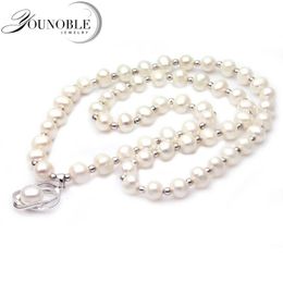 Pendant Necklaces Long Natural Freshwater Pearl Pendant Necklace 925 Sterling Silver Jewellery Women Statement 231010