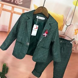 Coat Flower Boys Formal Solid JacketPants 2Pcs Mariage Clothing Set Enfant Kids Wedding Suit Children Gentleman Performance Dress 231009