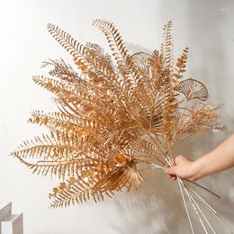 Decorative Flowers Gold Flower Artificial Plastic Plants Home Wedding Arrangement Decor Bedroom Decoration DIY Materials Background Layout