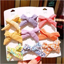 Hair Accessories 3Pcs/Set Solid Colour Striped Lattice Hair Clip Children Print Candy Colours Duckbill Hairpins Baby Girls Accessories B Dh1Ev