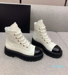Ankle Boots Hardware letter thick sole Ladies Punk Motorcycle Short white Boots Womens Platform Shoe