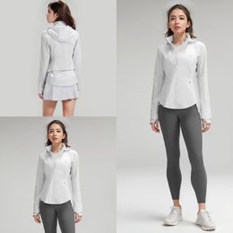 LU-1329 Roupa feminina para ioga ao ar livre com proteção solar e respirável jaqueta esportiva com capuz