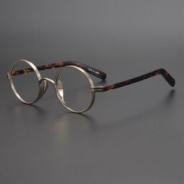 Fashion Sunglasses Frames 2021 Japanese Handmade Pure Titanium Small Round And Acetate Leg Glasses Frame Myopia Reading Eyewear Me268K