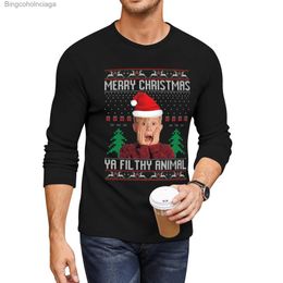 Women's Sweaters Merry Christmas Ya Filthy Animals Ya Filthy Animal Sweater Funny Xmas Sweater Funny Ugly Christmas Christmas Mo Long T-ShirtL231010