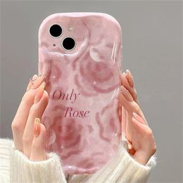 Cell Phone Cases Korean Cute Retro Rose Soft Wavy Case For iPhone 15 14 Pro Max 13 12 11 X XS XR 7 8 Plus SE Lovely Flower Shockproof Cover 231010