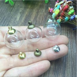 Pendant Necklaces 100sets/lot 20 5mm Glass Bubble With 8mm Beads Cap Set DIY Bottle Vial Necklace Pendants Charms Jewellery Finidngs