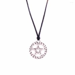 Pendant Necklaces WITCH RUNE PENTACLE The Black Leather Rope Chain With Star