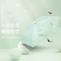 Umbrellas Simple and Fresh Ultra-light Automatic Umbrella Sunshade Sunblock Rain Compact Portable Three-fold Umbrella 231007