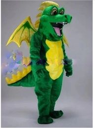 Promotional cute Green Dragon Mascot Costume Handmade Suits Party Dress Outfits Clothing Ad Promotion Carnival