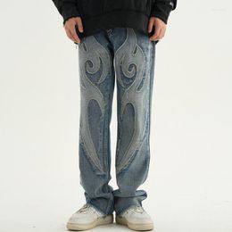 Men's Jeans Retro Y2k Patches Old Washed Denim Loose And Versatile Straight Trousers For Men Women Ins Trend Couples