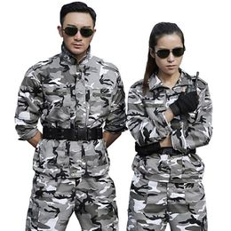 Men's Sets Snow Camouflage Military Uniform Tactical Suit Men Hunting Clothing Working Clothes CS Wear Tracksuits287v