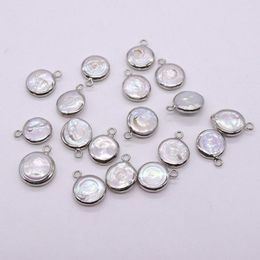 Pendant Necklaces Natural Freshwater Baroque Pearl Pendants Flat Round Button Disc-shaped Charms For Jewellery Making DIY Necklace Earring