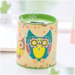 Desk & Drawer Organizers Wholesale Owl Cartoon Pen Holder Vase Color Pencil Box Makeup Brush Stationery Desk Set Tidy Design Piggy Ban Dhz0P