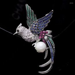 Brooches Fashion Personality Zircon Pearl Pin Animal Ethnic Style Retro Corsage Accessory Phoenix Bird Brooch