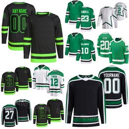 Custom Hockey 10 Ty Dellandrea Jerseys 20 Ryan Suter 29 Jake Oettinger 23 Esa Lindell 12 Radek Faksa 2 Jani Hakanpaa 27 Mason Marchment Reverse Stitched Heritage