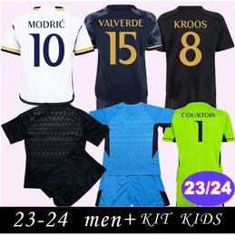 2023 24 BELLINGHAM MODRIC VALVERDE Kids Kit Soccer Jerseys KROOS ALABA VINI JR. RODRYGO CAMAVINGA TCHOUAMENI Home Away 3rd Goalkeeper Football Shirts 6666