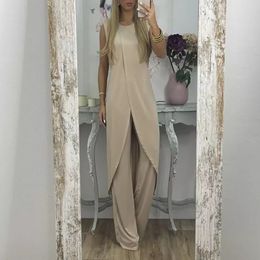 Streetwear Casual Sleeveless Loose 2 Piece Sets For Women Summer Elegant Solid O Neck Fashion Long Irregular Pullover Pants Sets 2309223