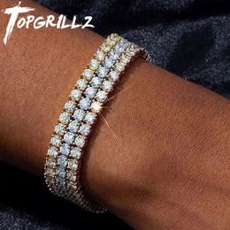 Charm Bracelets 3mm-6mm Mens/Women AAA Cubic Zirconia Tennis Bracelet Hip Hop Jewellery Iced Out 1 Row Gold Colour CZ Charms Bracelet For Gifts 231009