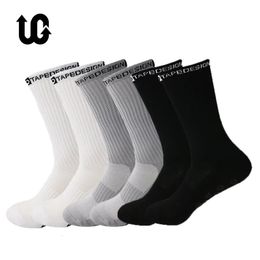 Sports Socks 6Pairs/Lot Anti-slip Football Socks Men Women Non-slip Soccer Tapedesign Tennis Sport Socks Grip Cycling Riding Socks 38-45 231009