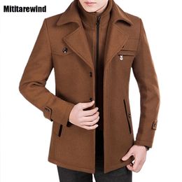 Men's Wool Blends Classic Autumn Winter Jackets for Men Business Casual Thicken Coat Detachable Doublelayer Collar Zipper Woollen Keep Warm 231009