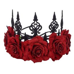 Headbands Headbands Rose Red Flower Crown Woodland Hair Wreath Festival Headband F67 Drop Delivery 2022 Naturalstore Amrpm Dhant