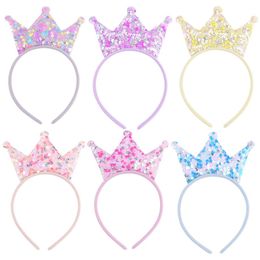 Luminous Sequins Crown Headbands For Kids Girls Princess Cute Hairband DIY Party Birthday Hair Accessories For Children