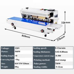 Food Bag Continuous Sealing Machine Automatic Plastic Film Packaging Machine Auxiliary Equipment Printing Machine Date