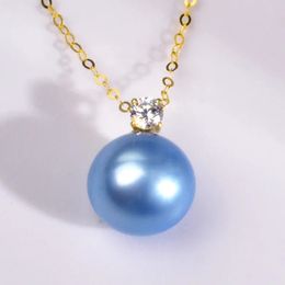 Pendant Necklaces NYMPH Pure 18K Gold Necklace Pendant Real Au750 Fine Jewellery Natural Freshwater Pearl 8-9mm Women Party Gift Princess D663-2 231010