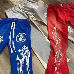 Men's Pants Vintage Red Hellstar Sweatpants High Quality Men Women Loose Bell Bottoms Pants Streetwear T231010