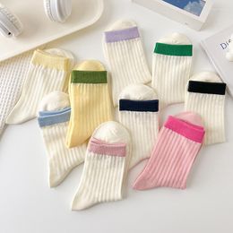 Women Socks Spring Summer Solid Color Sports Mesh Breathable Medium Sleeve Candy School Student Matching