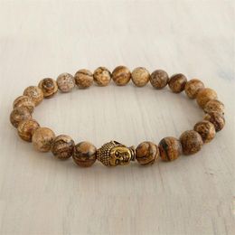 SN0231 Fashion Men's Bracelet Buddha Wrap Bracelet Jasper Beaded Stretch Bracelet Black Onyx bracelet 299K