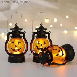 Other Event Party Supplies 2023 Halloween LED Hanging Pumpkin Lantern Light Ghost Lamp Candle Light Retro Halloween Party Home Decoration Q231010