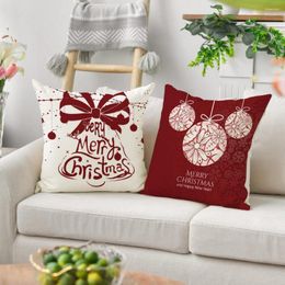 Pillow Christmas Case Festive Covers Durable Elk Snowman Print For Stylish Holiday Decor Non-fading Square