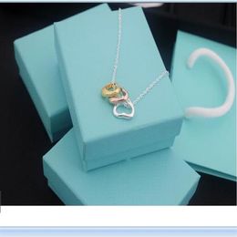 2020 new available stainless steel thin chian with gold rose gold silver heart rings Pendant Necklaces with blue box and dastbag270r