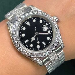 Luxury Diamond Watch Roles Mens Automatic Mechanical Watches 40mm Sapphire Luminous Women with Diamond-studded Steel Bracelet Waterproof Montre De cy