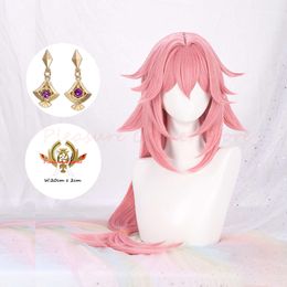 Genshin Impact Yae Miko Cosplay Wig Scalp Simulation Pink Long Pre-styled Anime Wigs Genshin Inazuma Yae Miko Cosplay Wigcosplay